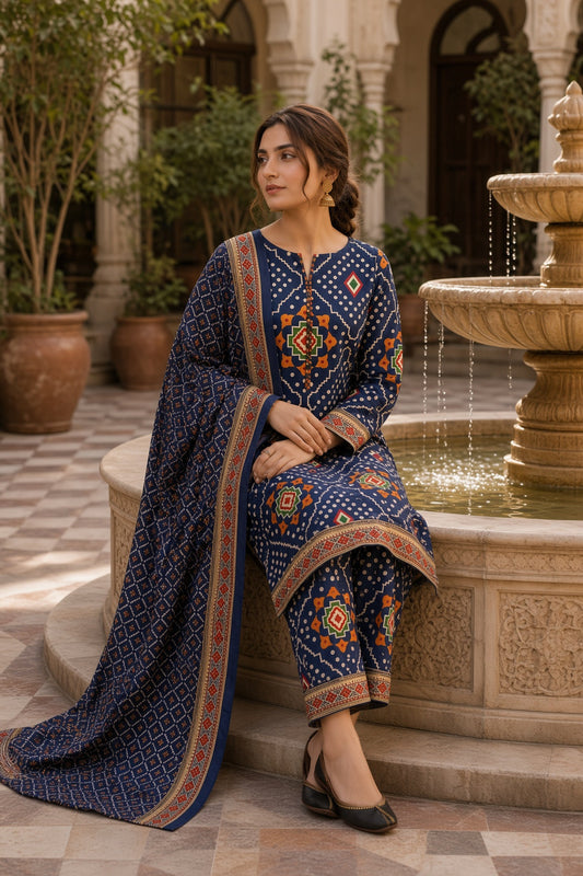 3PC Unstitched Lawn Suit* - MFS906