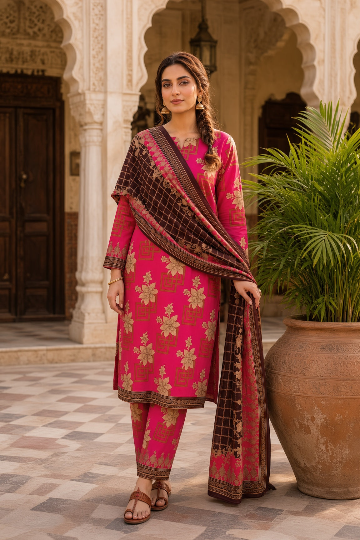 3PC Unstitched Lawn Suit* - MFS901