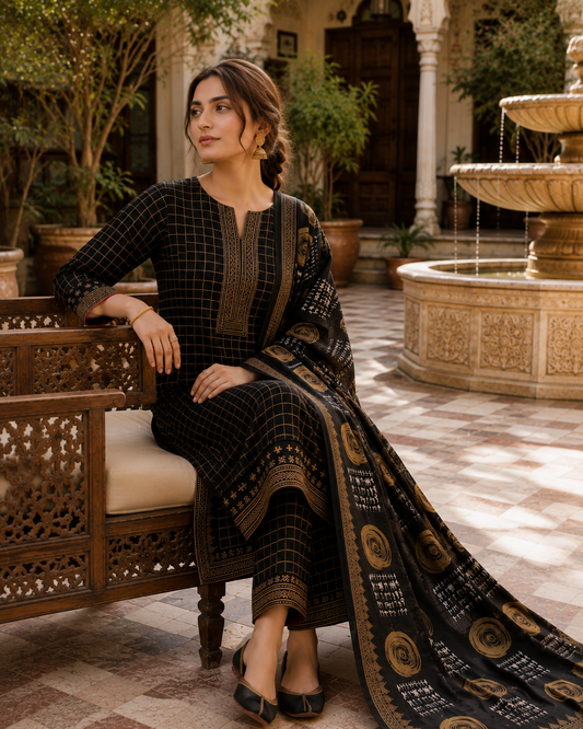 3PC Unstitched Lawn Suit* - MFS902