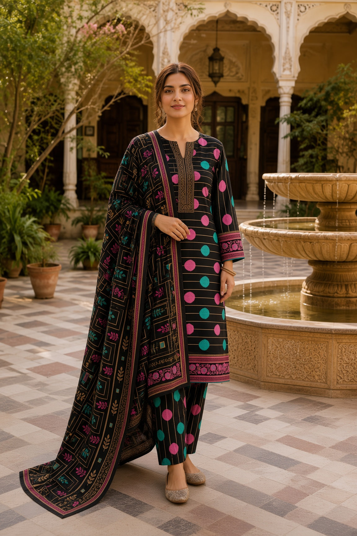 3PC Unstitched Lawn Suit* - MFS904