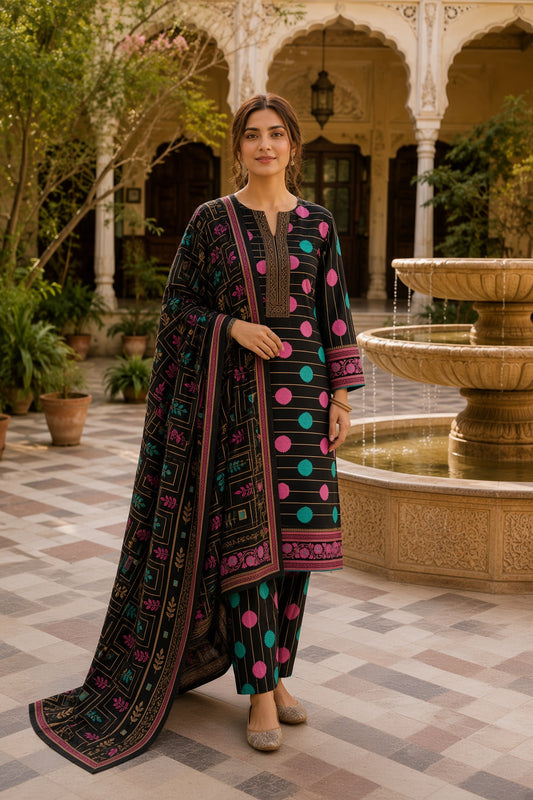 3PC Unstitched Lawn Suit* - MFS904