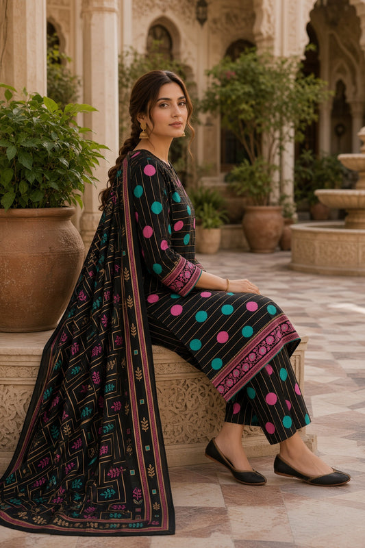 3PC Unstitched Lawn Suit* - MFS904
