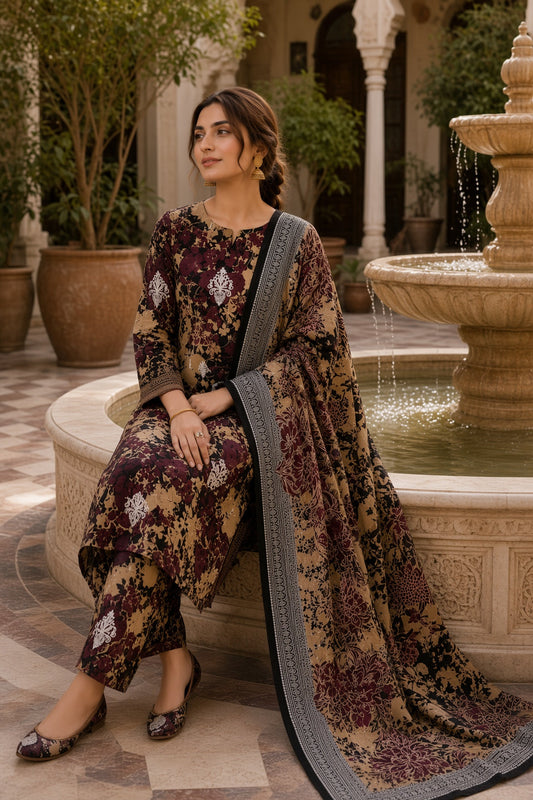 3PC Unstitched Lawn Suit* - MFS905