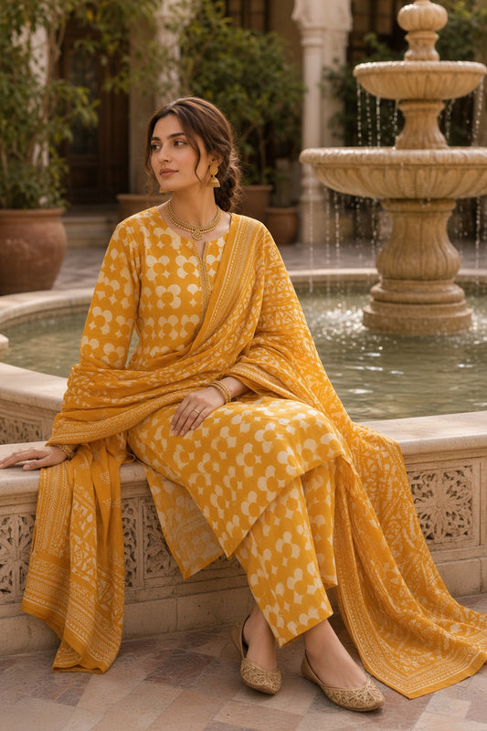 3PC Unstitched Lawn Suit* - MFS908