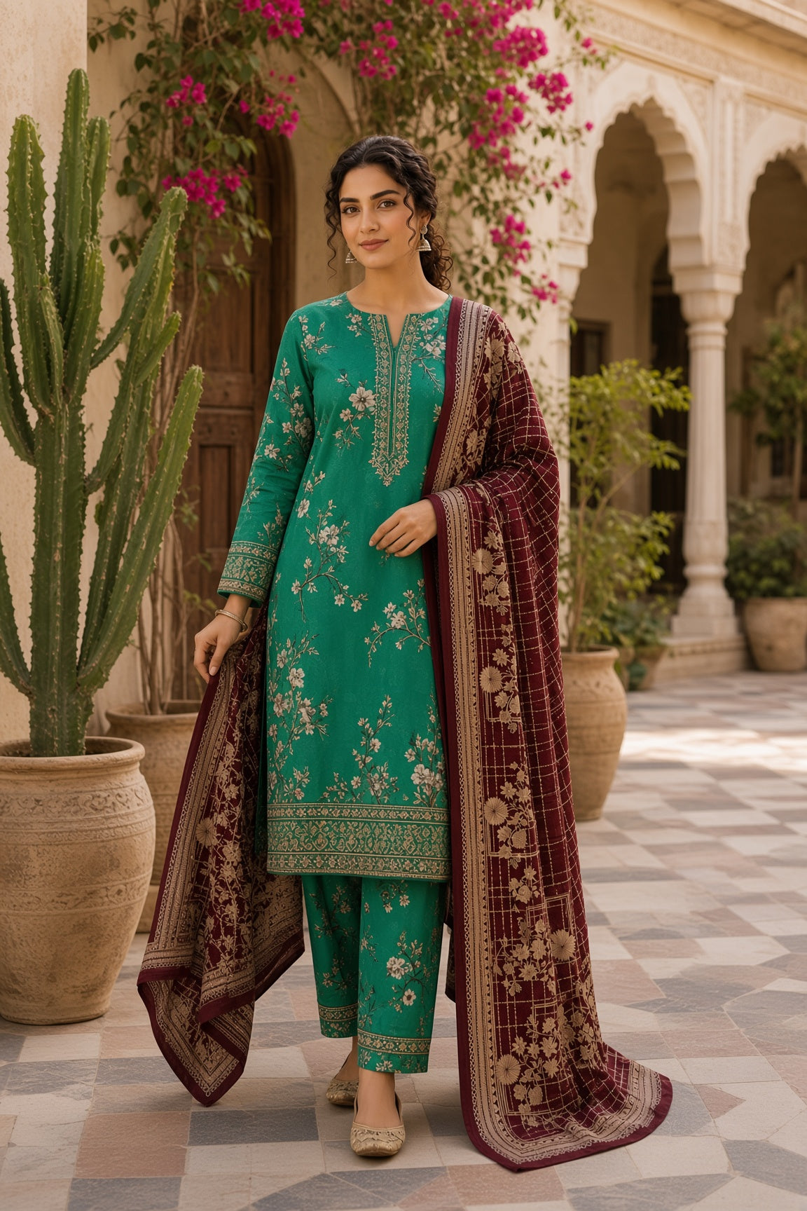 3PC Unstitched Lawn Suit* - MFS910