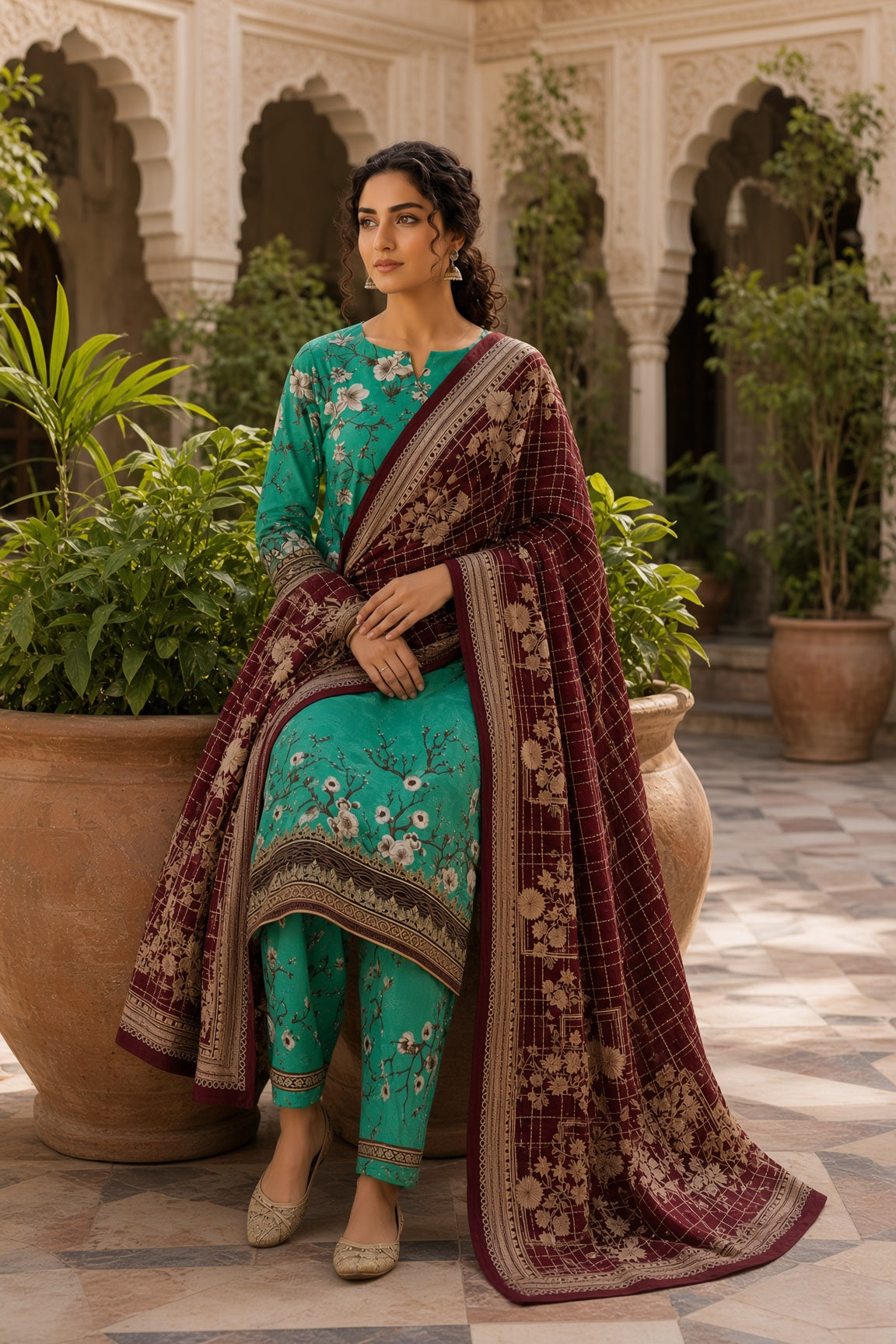 3PC Unstitched Lawn Suit* - MFS910