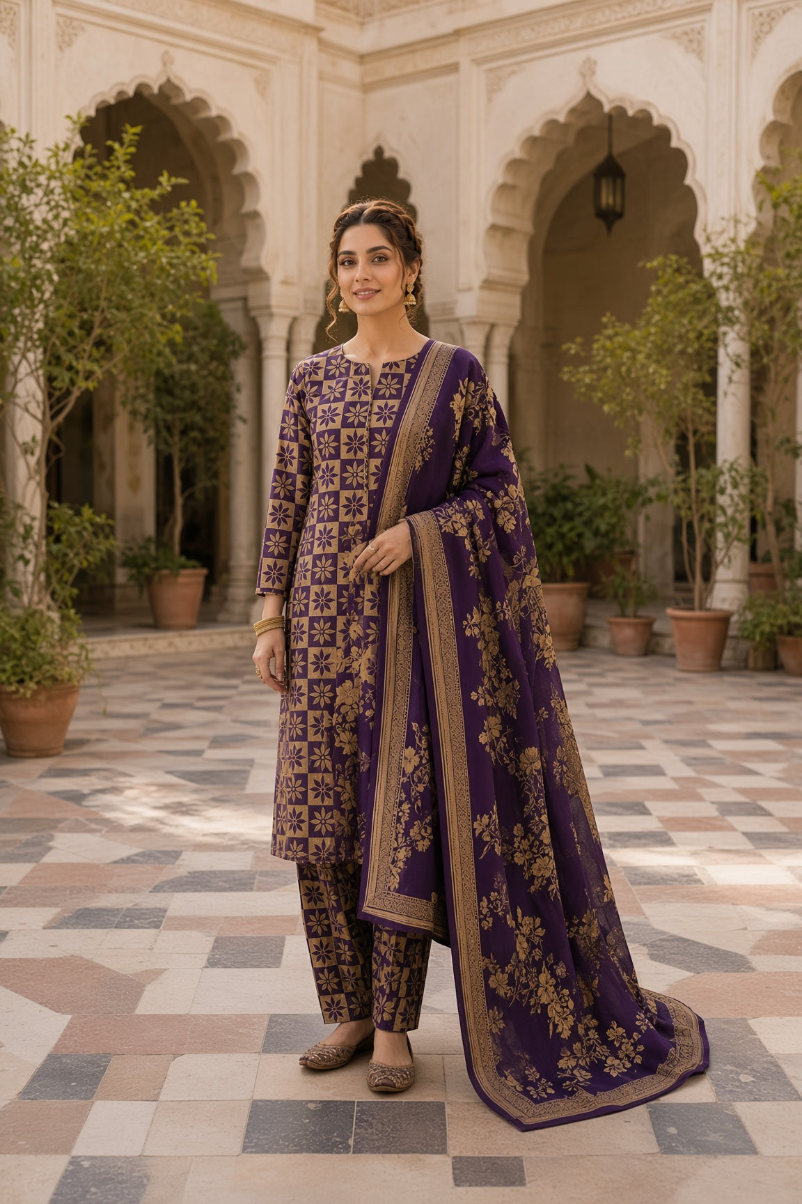 3PC Unstitched Lawn Suit* - MFS911