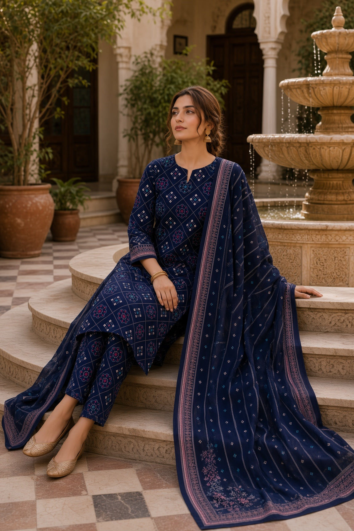 3PC Unstitched Lawn Suit* - MFS915