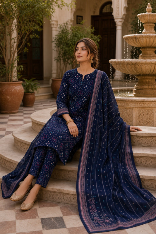 3PC Unstitched Lawn Suit* - MFS915