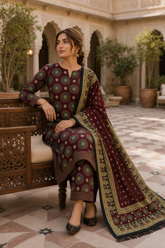 3PC Unstitched Lawn Suit* - MFS916
