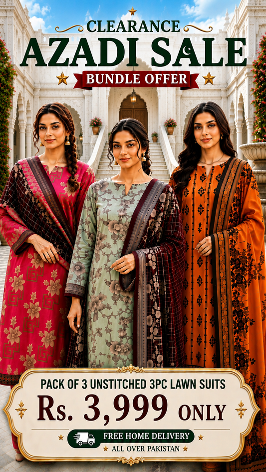 PACK OF 3 UNSTITCHED 3PC LAWN SUITS - B6 [SAVE RS.2000]