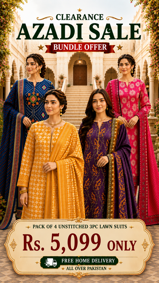 PACK OF 4 UNSTITCHED 3PC LAWN SUITS - B111 [SAVE RS.2900]