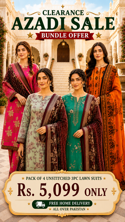 PACK OF 4 UNSTITCHED 3PC LAWN SUITS - B444 [SAVE RS.2900]