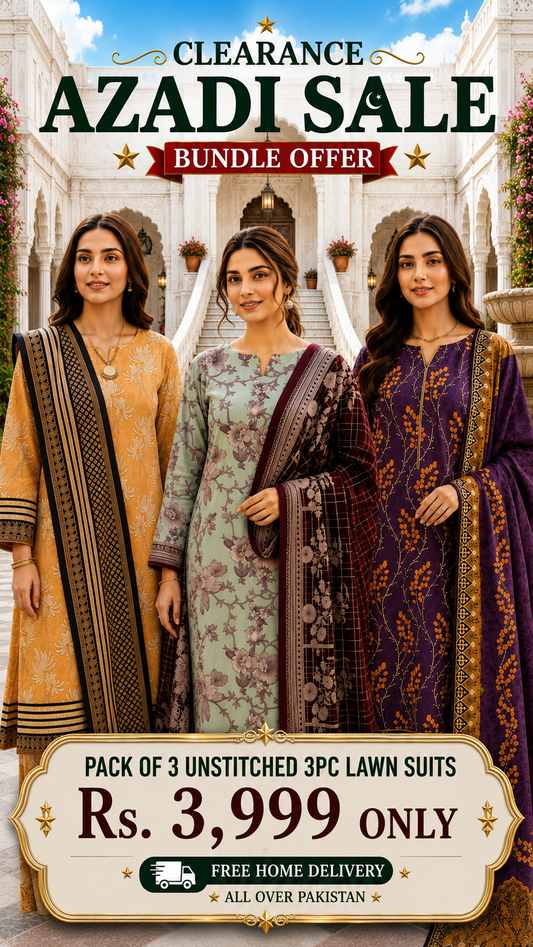 PACK OF 3 UNSTITCHED 3PC LAWN SUITS - B2 [SAVE RS.2000]